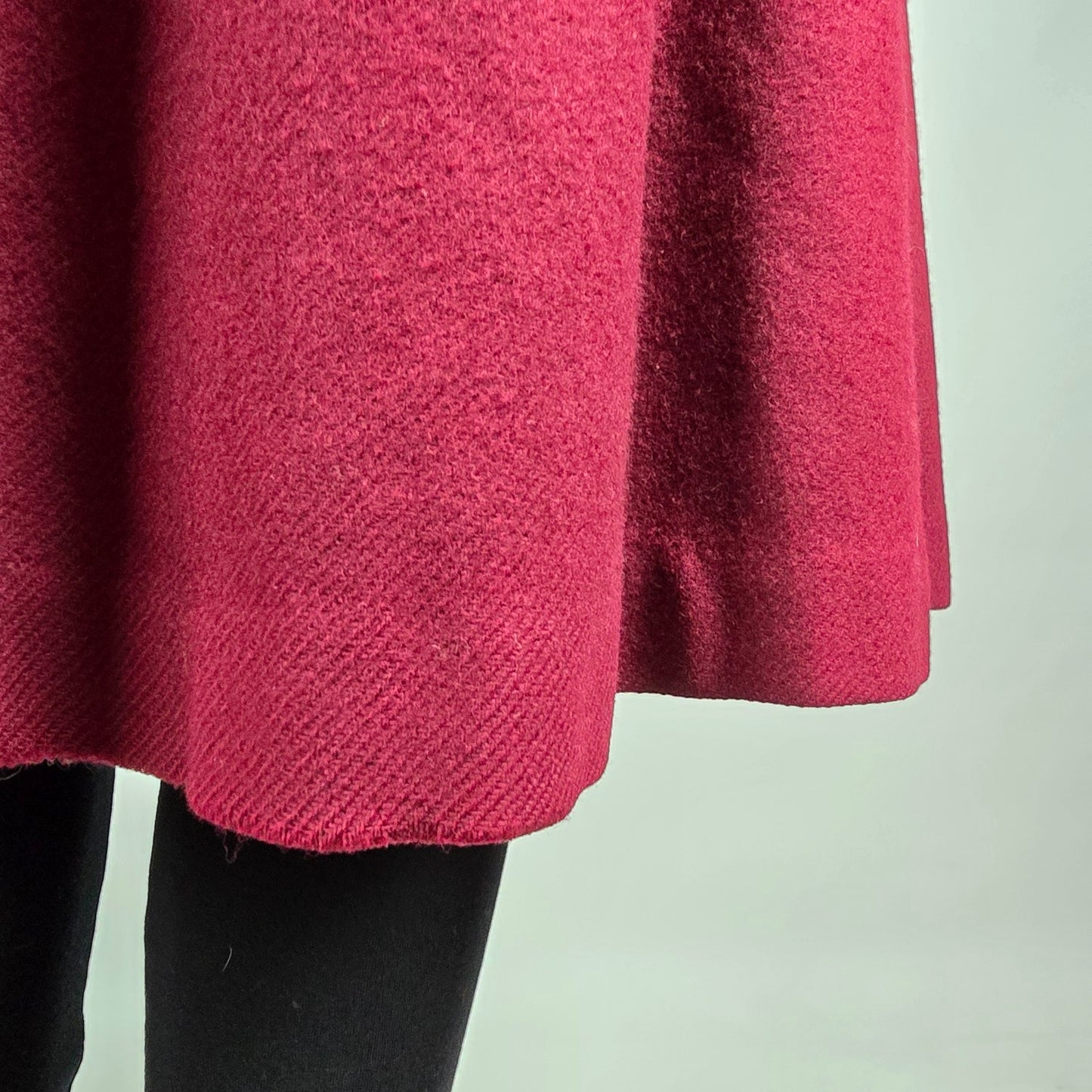 1940s Burgundy Wool Fur Trimmed Collar Button Up Coat Size S