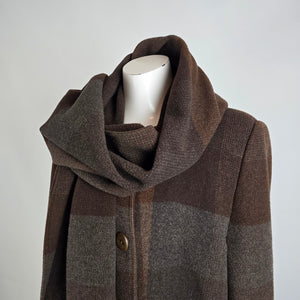 Vintage Novelti Brown Wool Attached Scarf Button Up Jacket Size 11/12