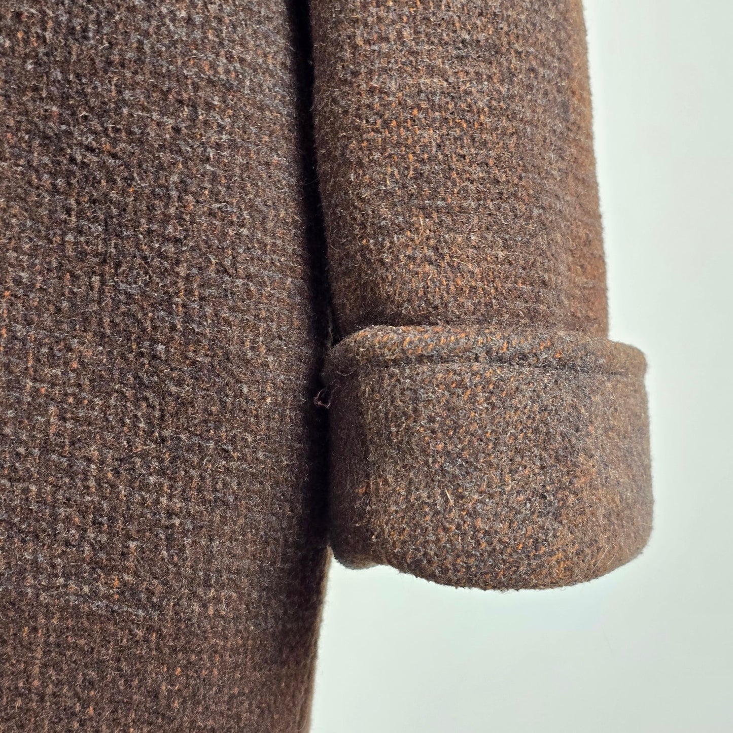 Vintage Novelti Brown Wool Attached Scarf Button Up Jacket Size 11/12