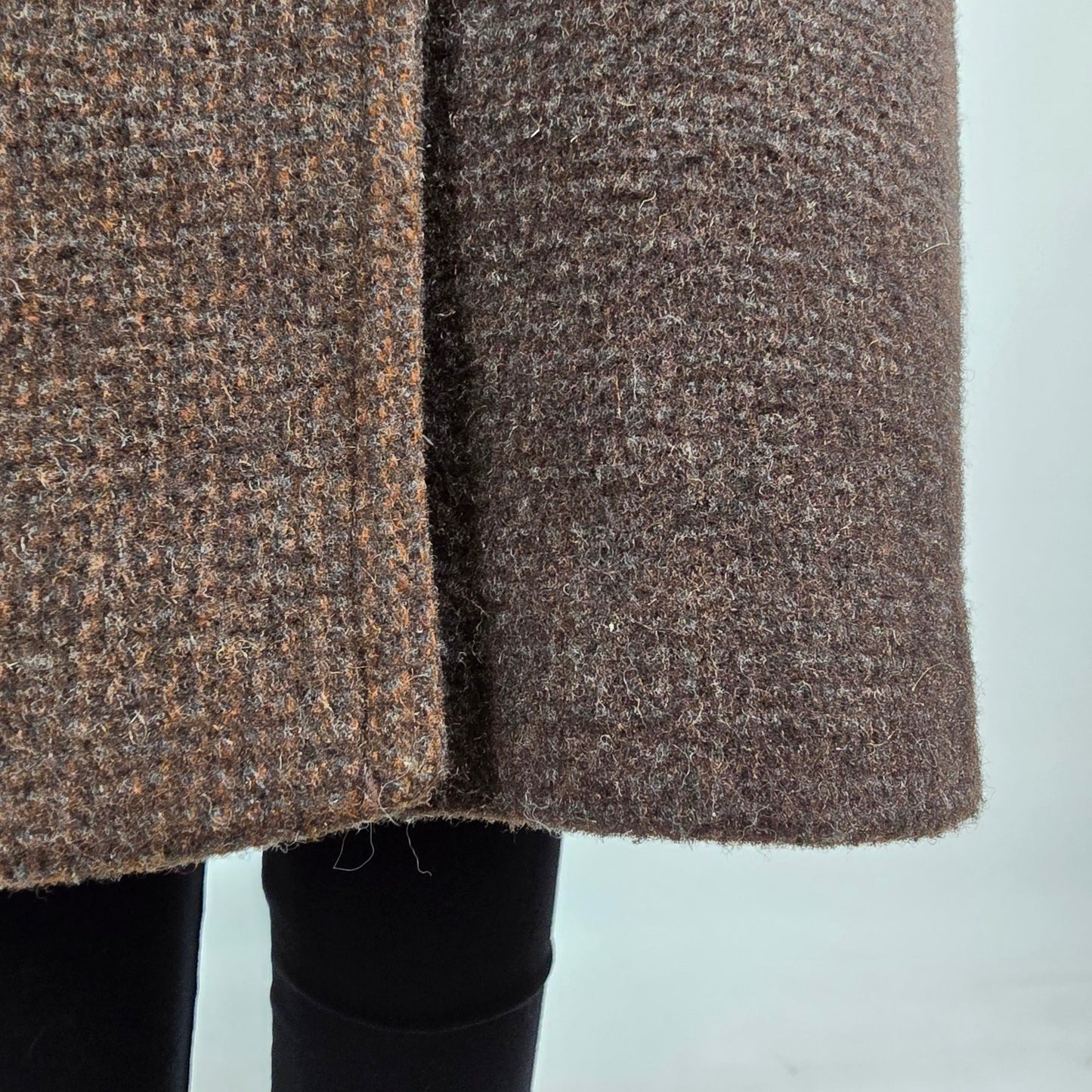 Vintage Novelti Brown Wool Attached Scarf Button Up Jacket Size 11/12