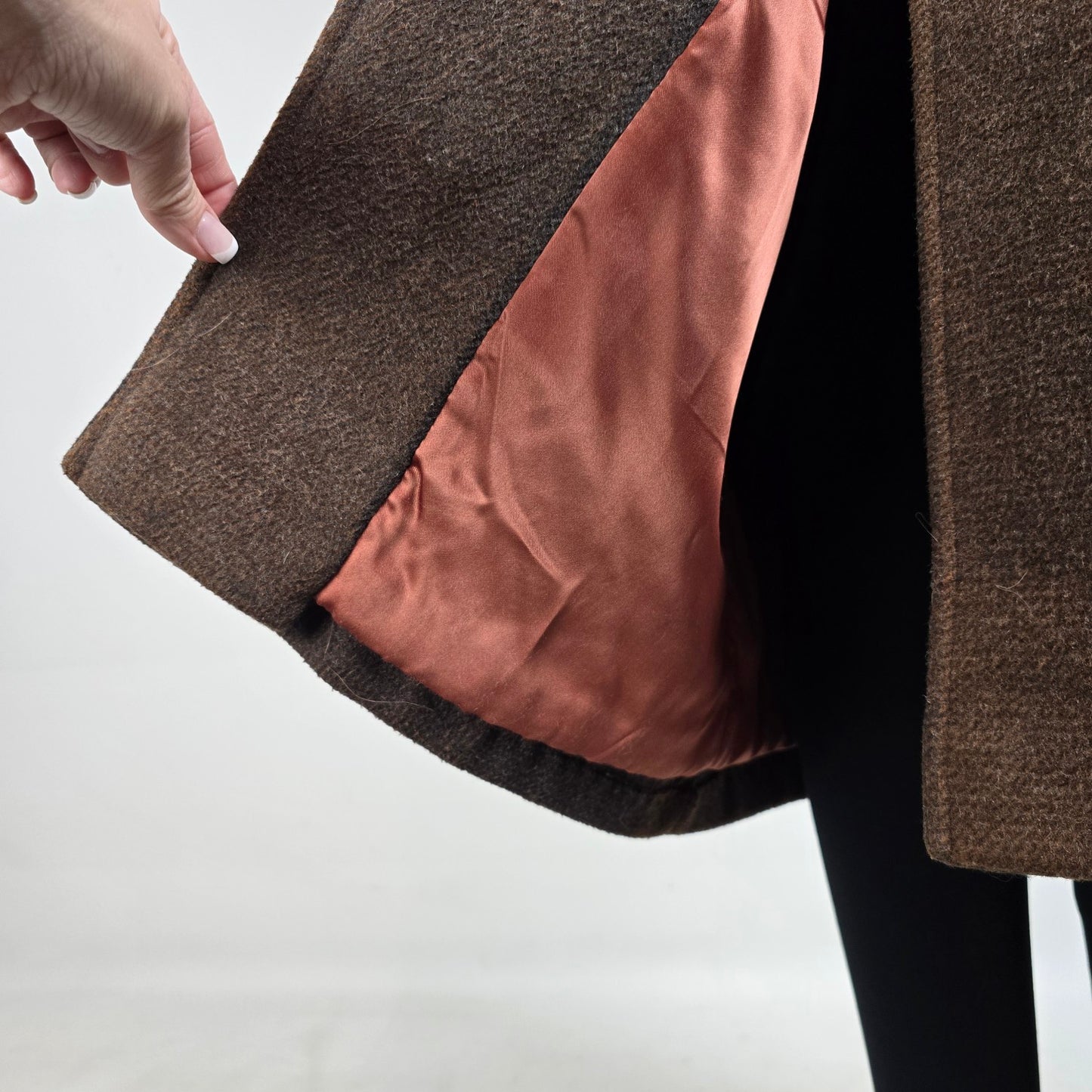 Vintage Novelti Brown Wool Attached Scarf Button Up Jacket Size 11/12