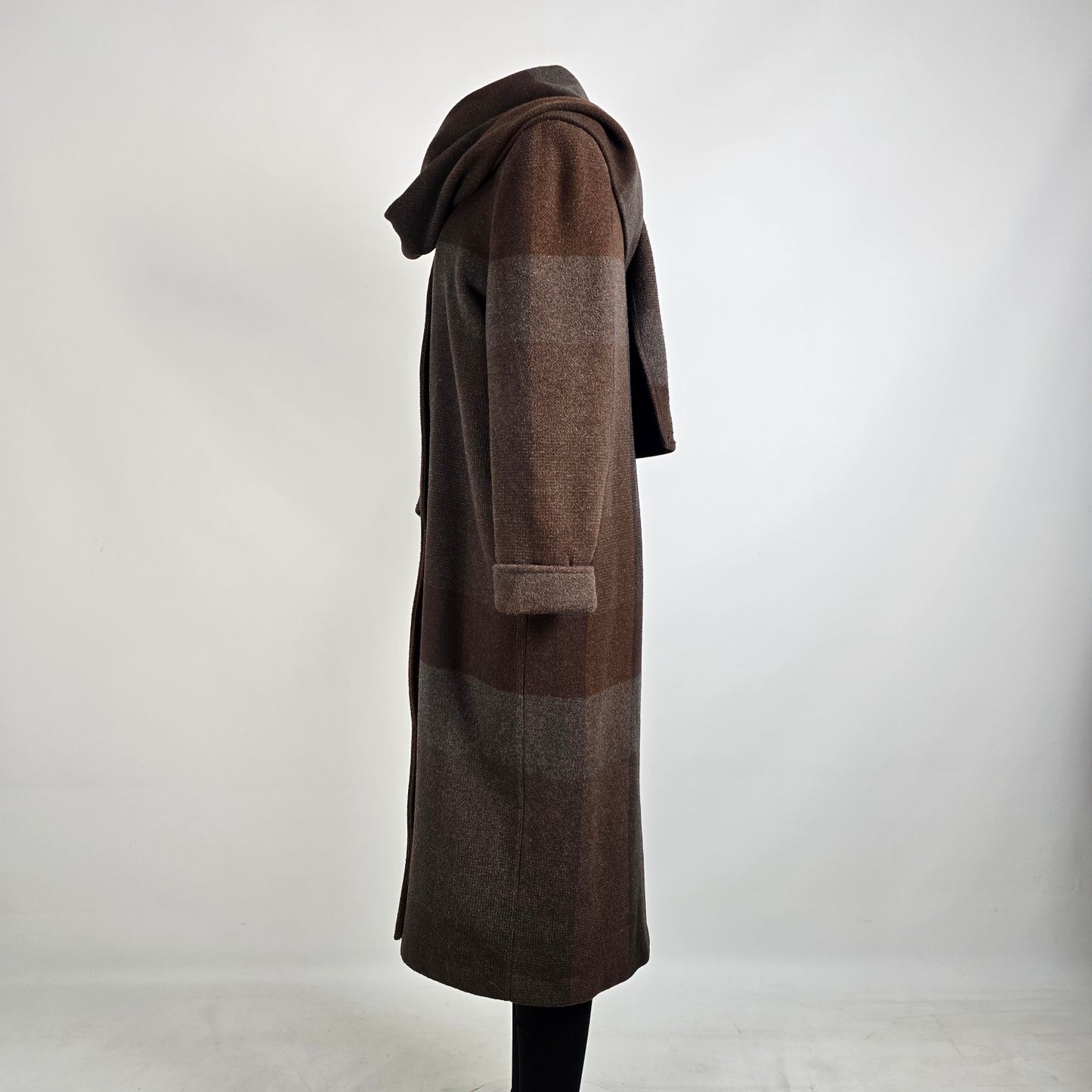 Vintage Novelti Brown Wool Attached Scarf Button Up Jacket Size 11/12