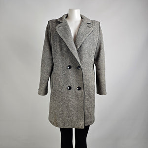 Vintage Collection Elegante Wool Black Button Up Collared Jacket Size 7/8