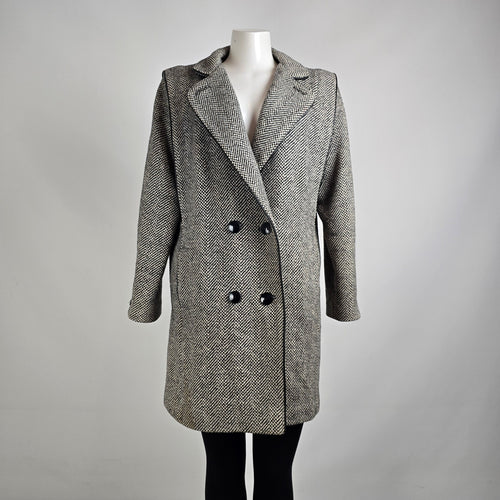 Vintage Collection Elegante Wool Black Button Up Collared Jacket Size 7/8