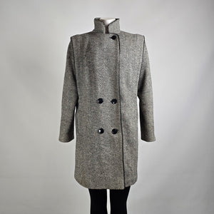 Vintage Collection Elegante Wool Black Button Up Collared Jacket Size 7/8