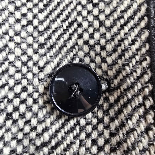 Vintage Collection Elegante Wool Black Button Up Collared Jacket Size 7/8