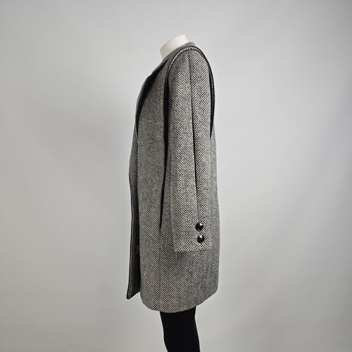 Vintage Collection Elegante Wool Black Button Up Collared Jacket Size 7/8