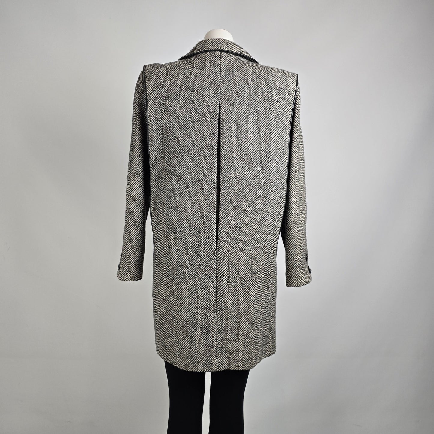 Vintage Collection Elegante Wool Black Button Up Collared Jacket Size 7/8