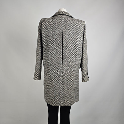 Vintage Collection Elegante Wool Black Button Up Collared Jacket Size 7/8