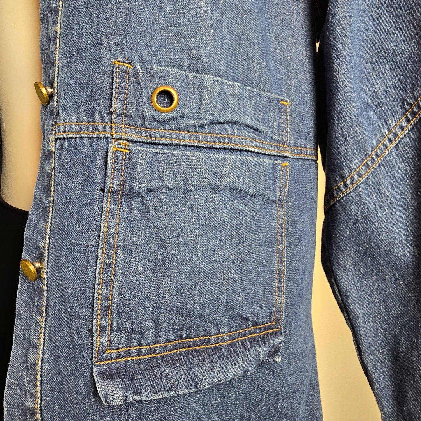 Vintage Distressed Button Up Denim Light Jacket Size L