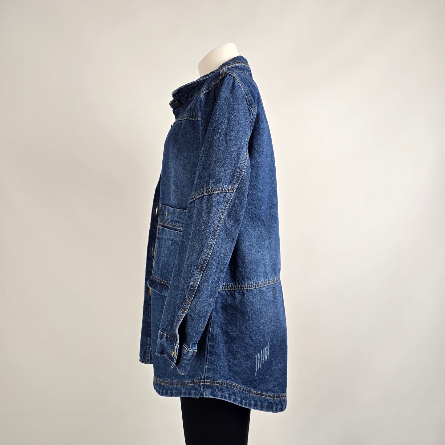 Vintage Distressed Button Up Denim Light Jacket Size L