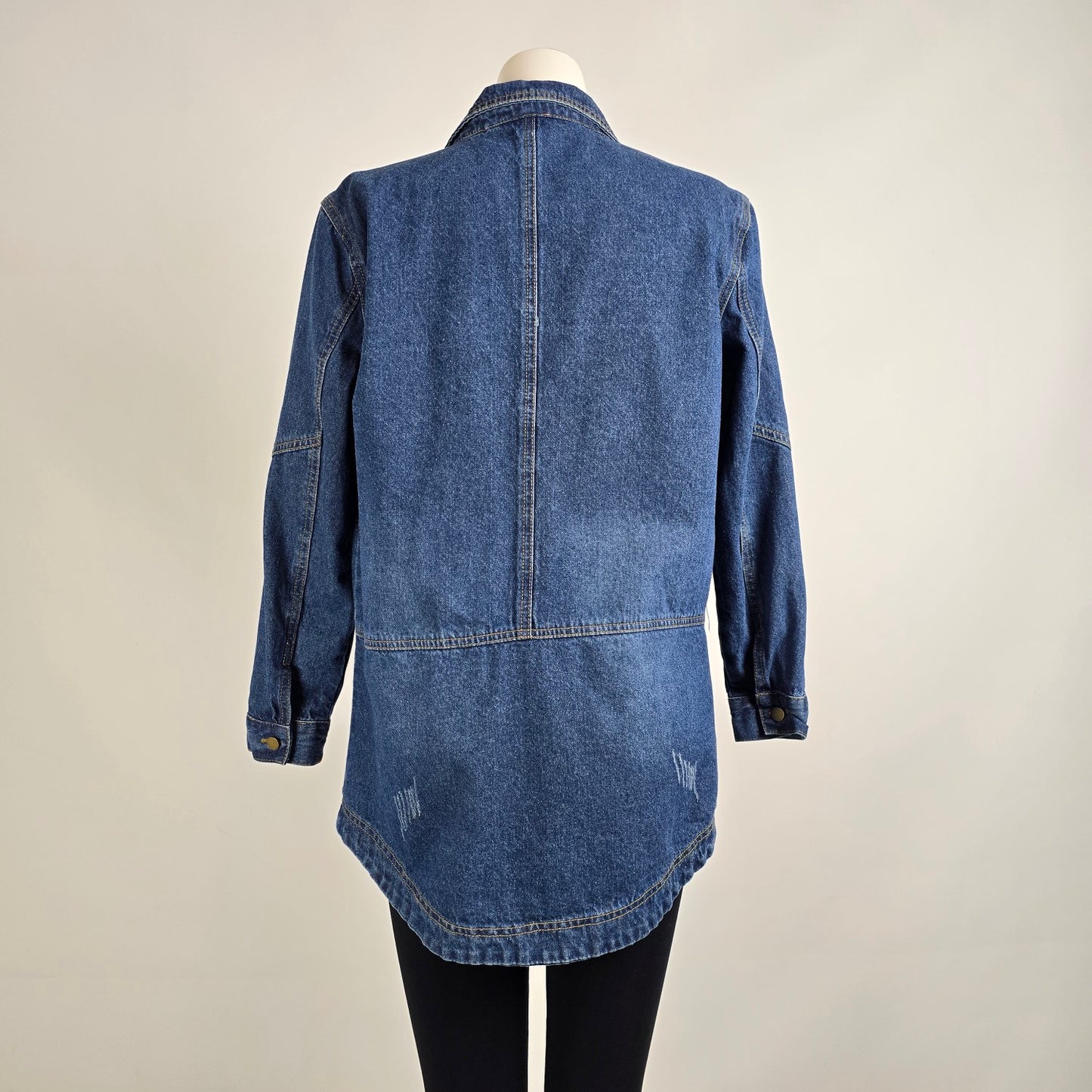 Vintage Distressed Button Up Denim Light Jacket Size L