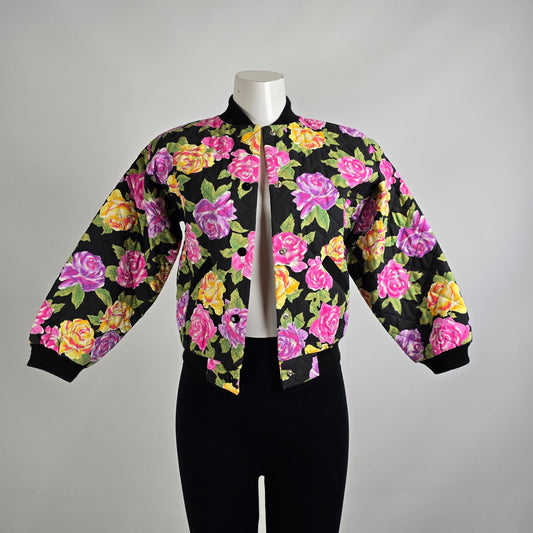 Vintage Floral Bomber Jacket Size S