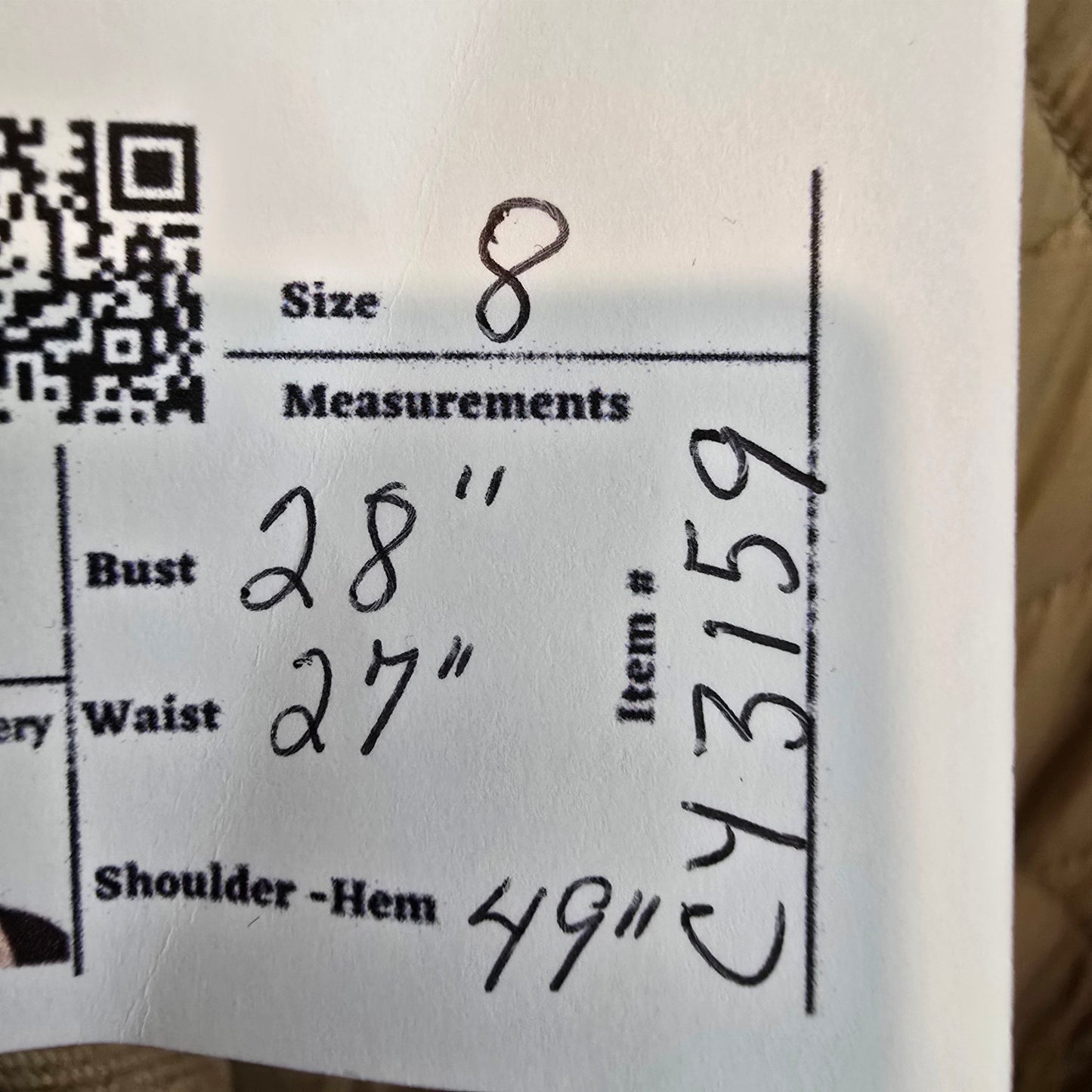 ASOS Design Longline Quilted Camel Jacket Size 8