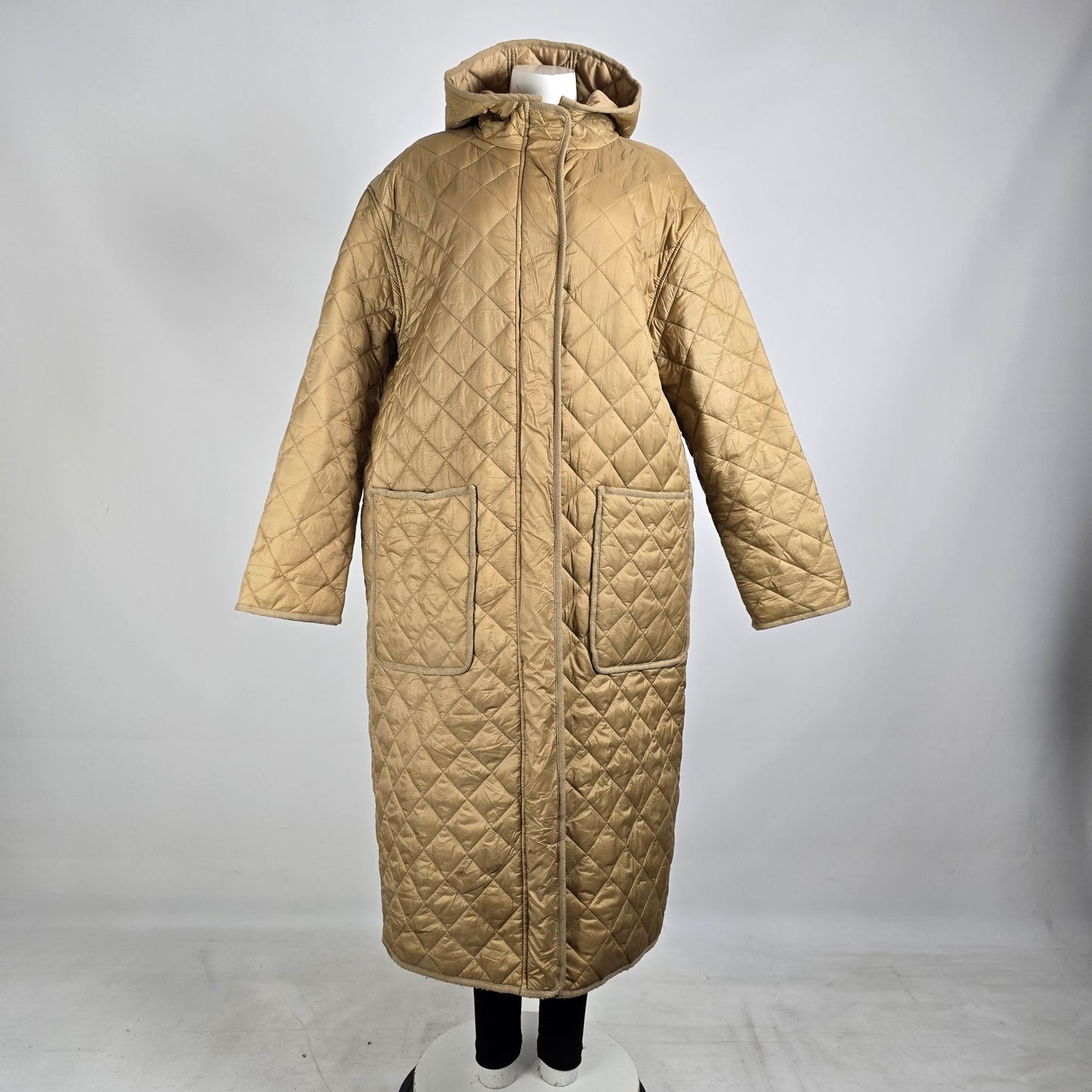 ASOS Design Longline Quilted Camel Jacket Size 8