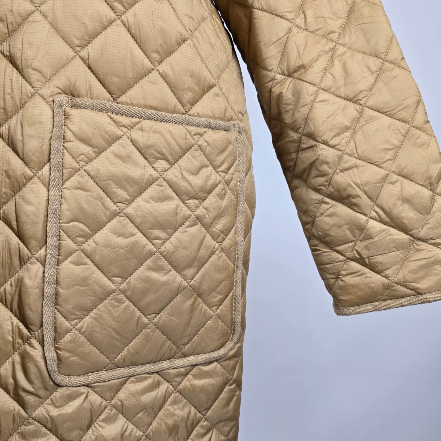 ASOS Design Longline Quilted Camel Jacket Size 8