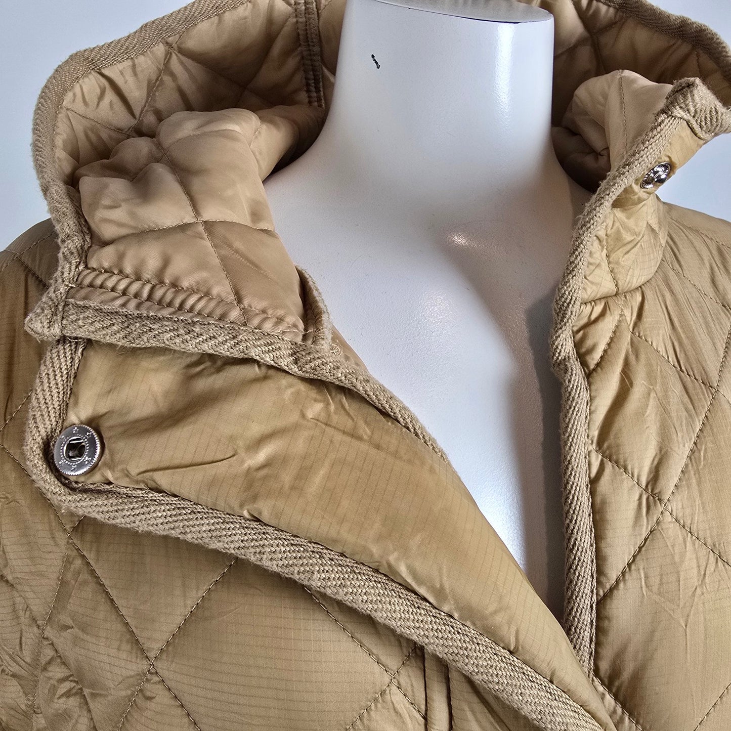 ASOS Design Longline Quilted Camel Jacket Size 8