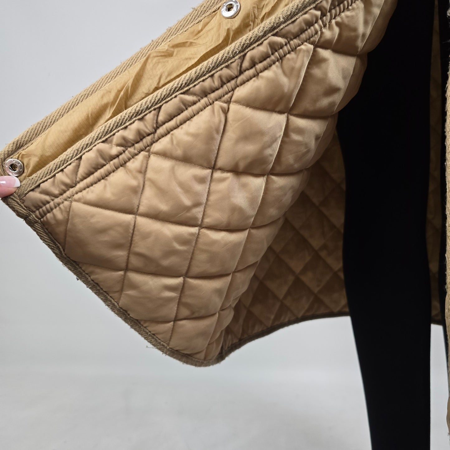 ASOS Design Longline Quilted Camel Jacket Size 8