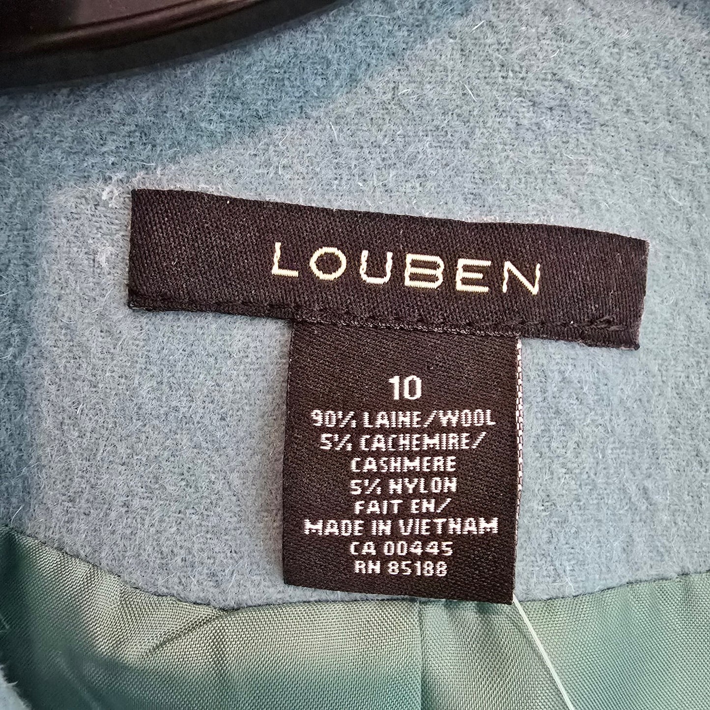 Louben Blue Wool Button Up Blazer Jacket Size 10
