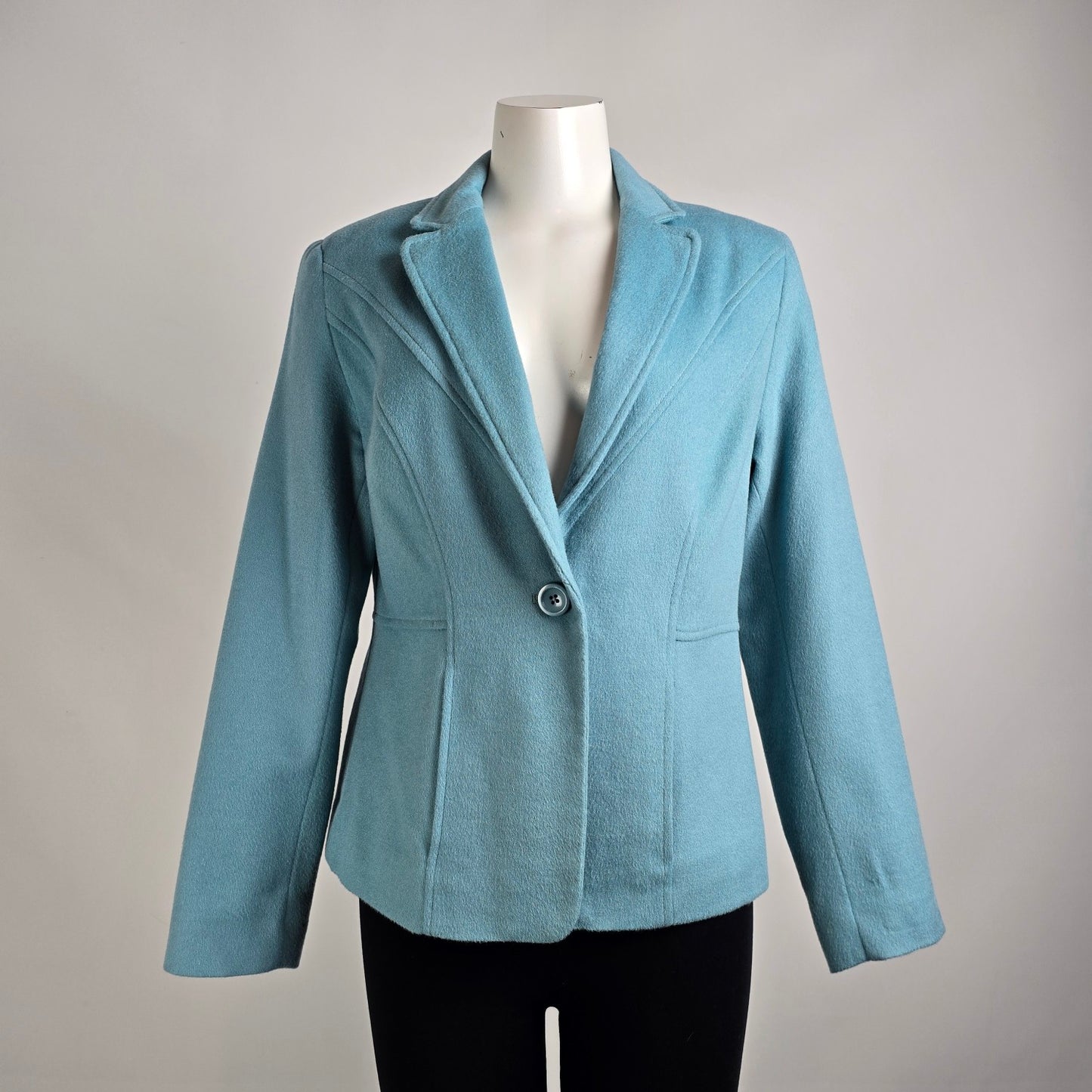 Louben Blue Wool Button Up Blazer Jacket Size 10