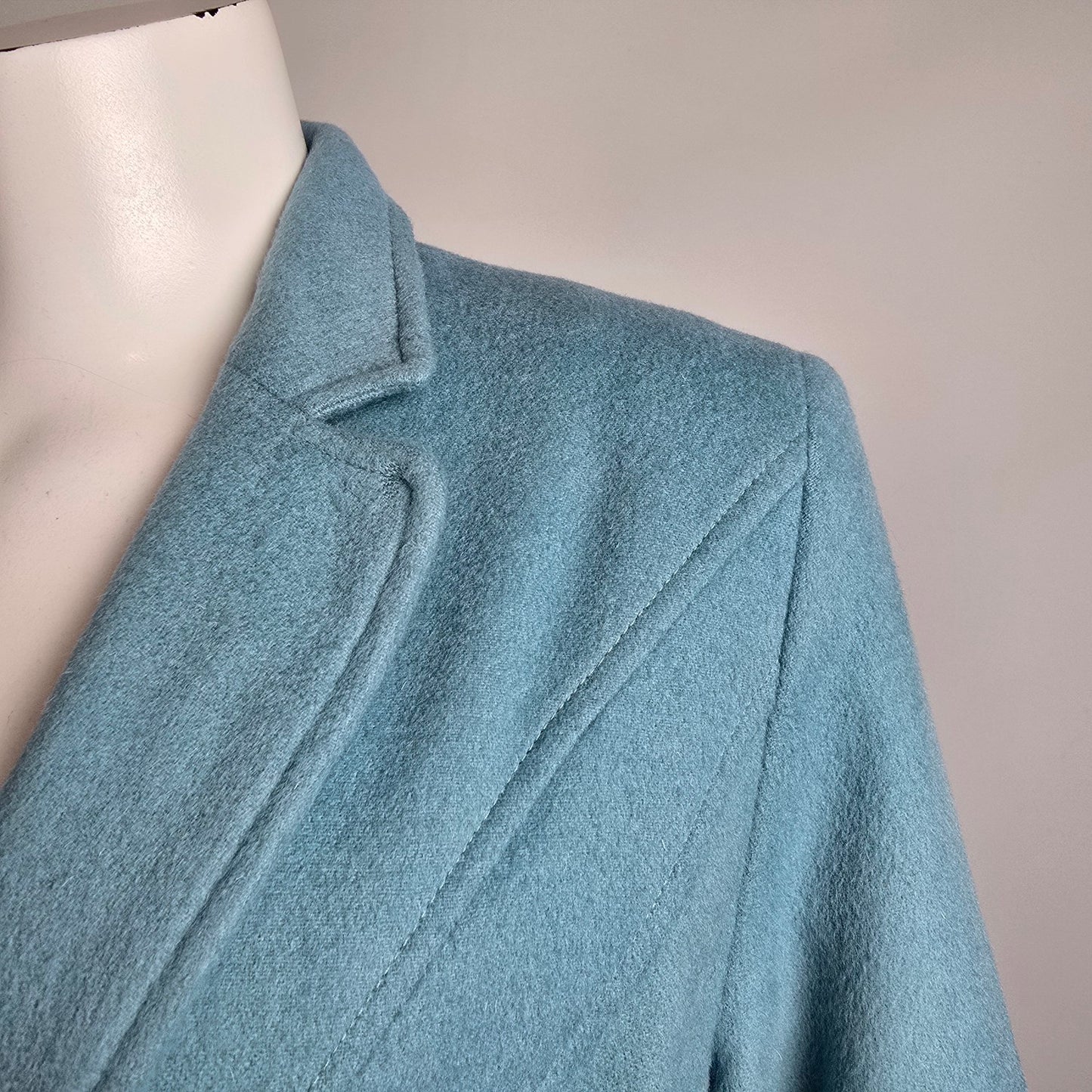 Louben Blue Wool Button Up Blazer Jacket Size 10