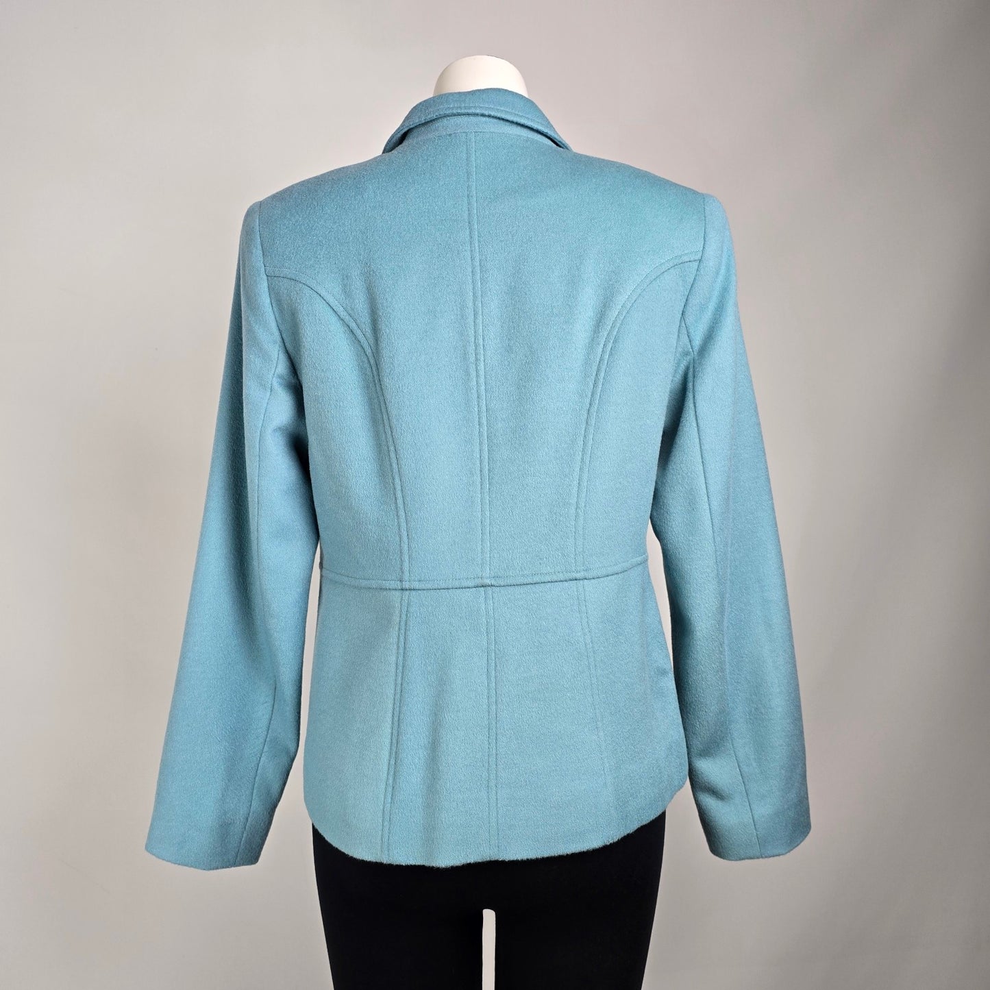Louben Blue Wool Button Up Blazer Jacket Size 10