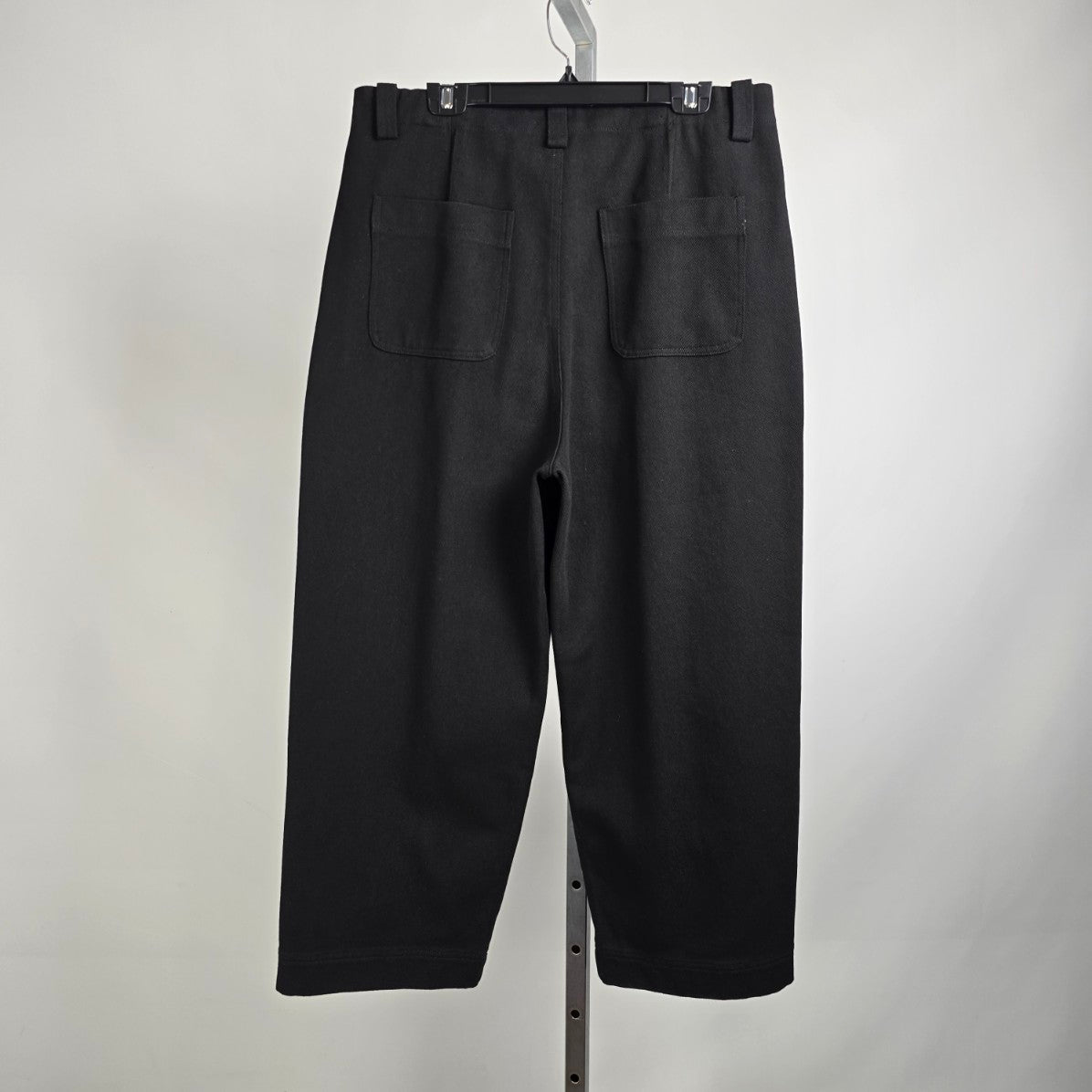 The Korner Black Cotton Wide Leg Trouser Pants Size 10