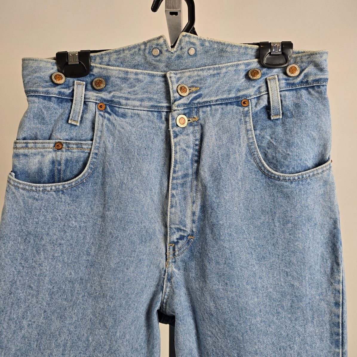 Vintage Bongo Light Wash High Rise Suspender Jeans Size 11