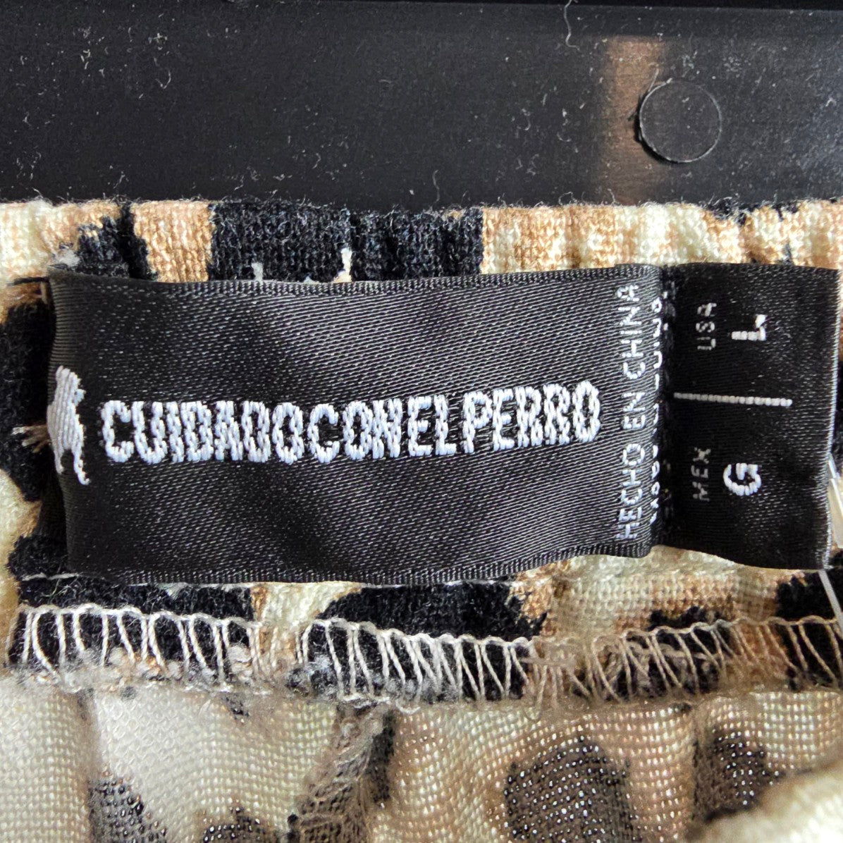 Cuidado Con El Perro Animal Print Linen Blend Wide Leg Pants Size L