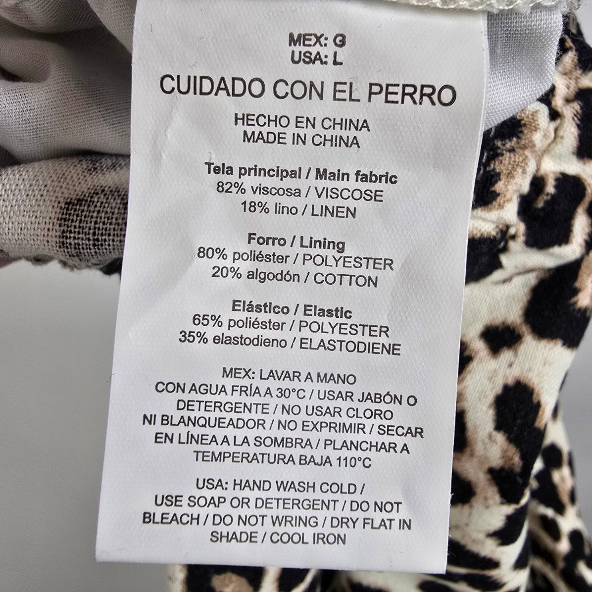 Cuidado Con El Perro Animal Print Linen Blend Wide Leg Pants Size L