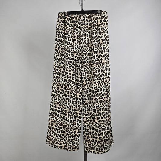 Cuidado Con El Perro Animal Print Linen Blend Wide Leg Pants Size L