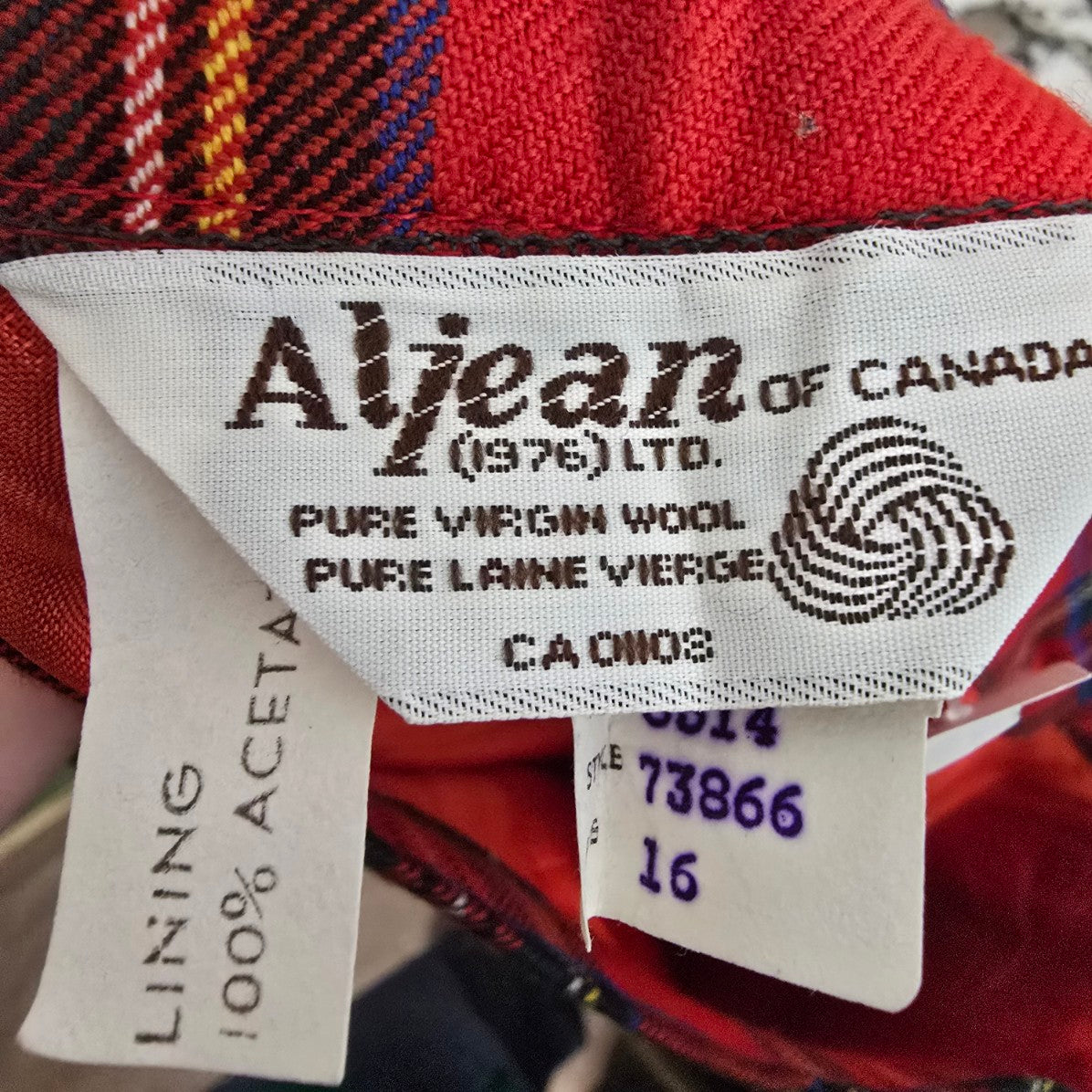 Vintage Al Jean Red Plaid Wool Midi Skirt Size XS/S