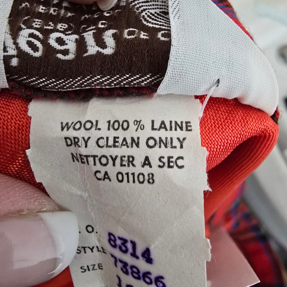 Vintage Al Jean Red Plaid Wool Midi Skirt Size XS/S