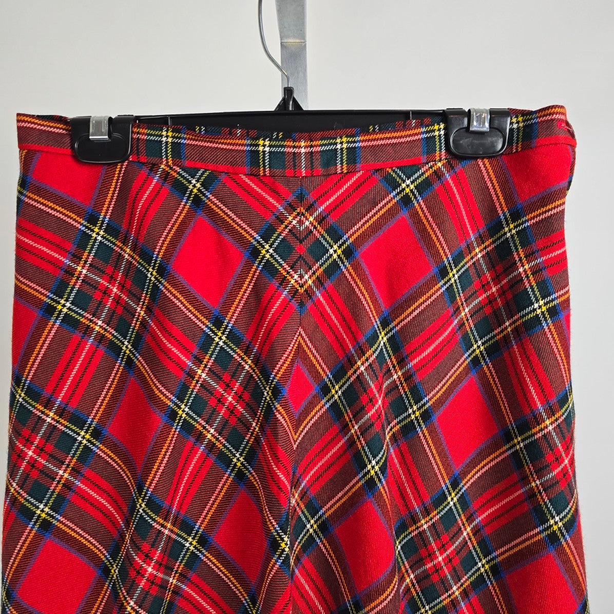 Vintage Al Jean Red Plaid Wool Midi Skirt Size XS/S