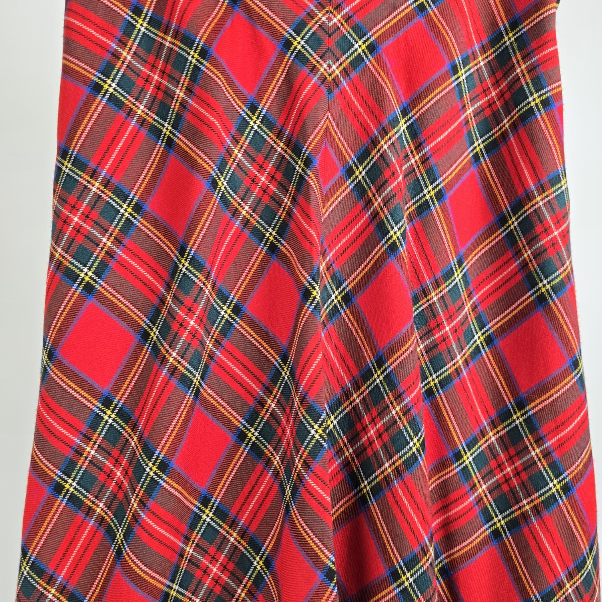 Vintage Al Jean Red Plaid Wool Midi Skirt Size XS/S