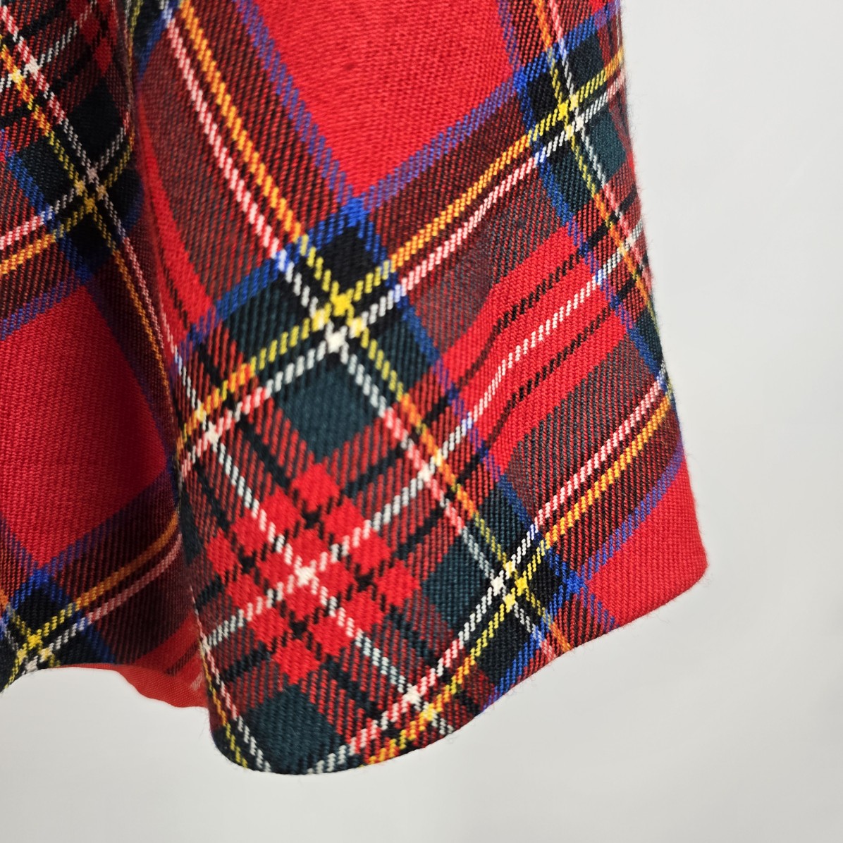 Vintage Al Jean Red Plaid Wool Midi Skirt Size XS/S