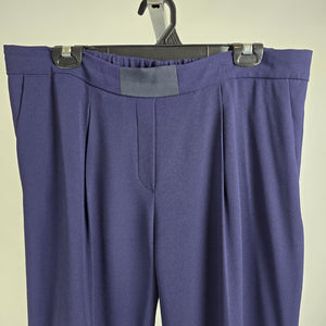 Babaton Trouser Pant Navy Blue Pleated Pull On Pants Size 12