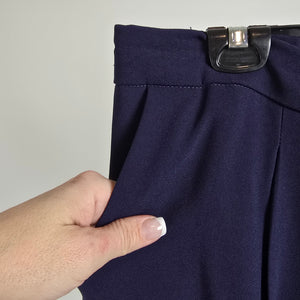 Babaton Trouser Pant Navy Blue Pleated Pull On Pants Size 12