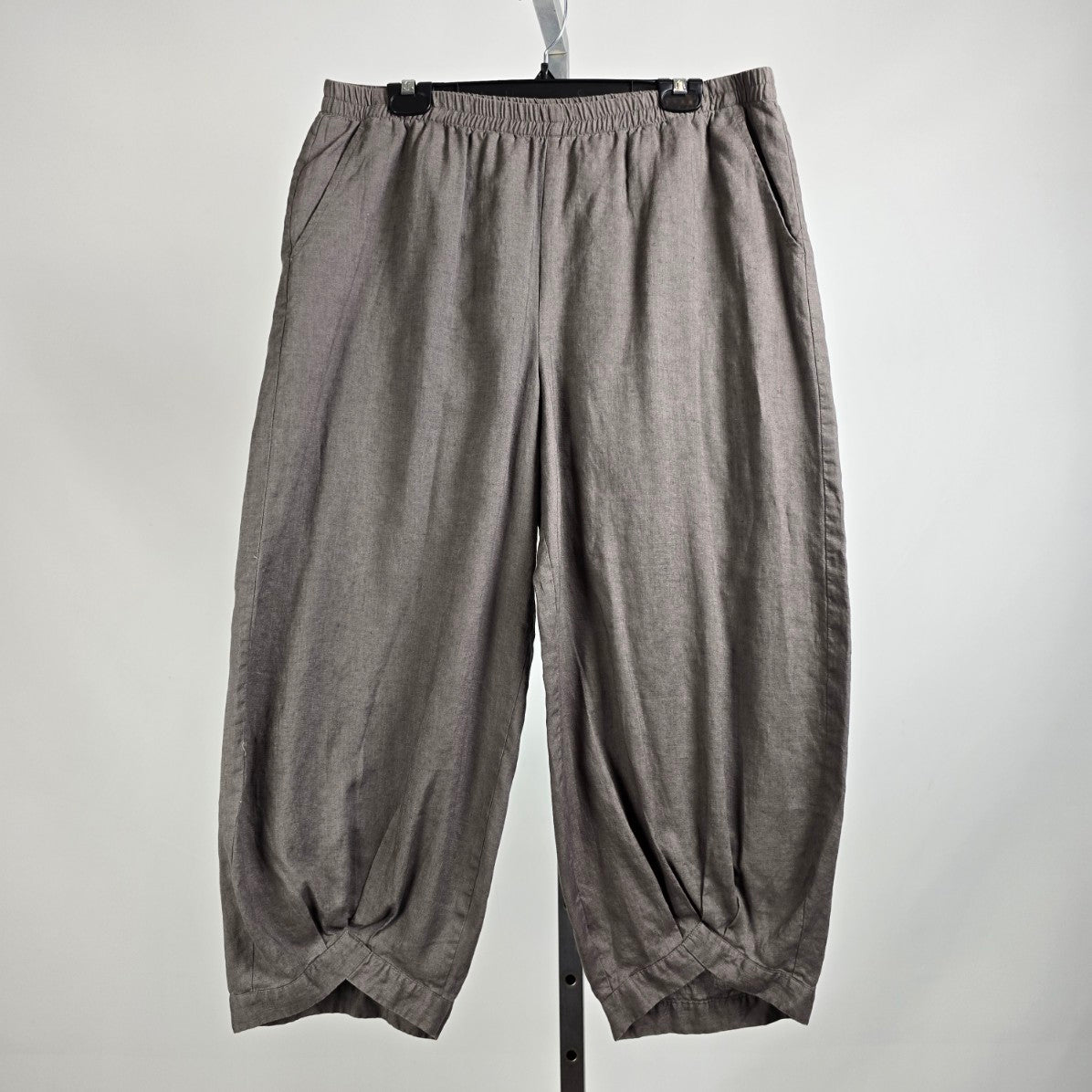Stella Carakasi Grey Linen Cropped Pants Size XL