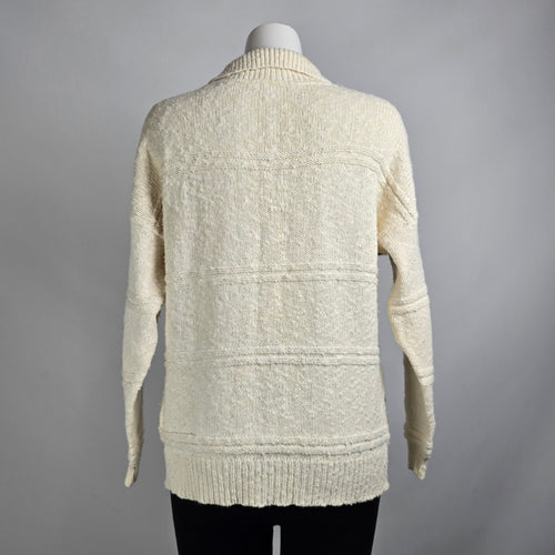 Vintage Cream Aztec Knit Collared Sweater Size M