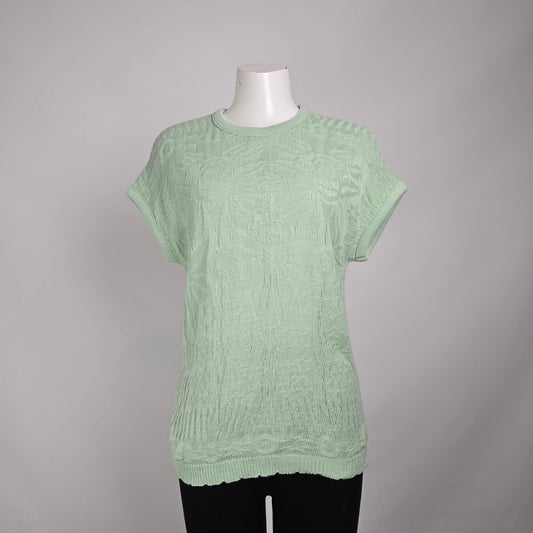 Vintage Green Knit Short Sleeve Swearer Size M