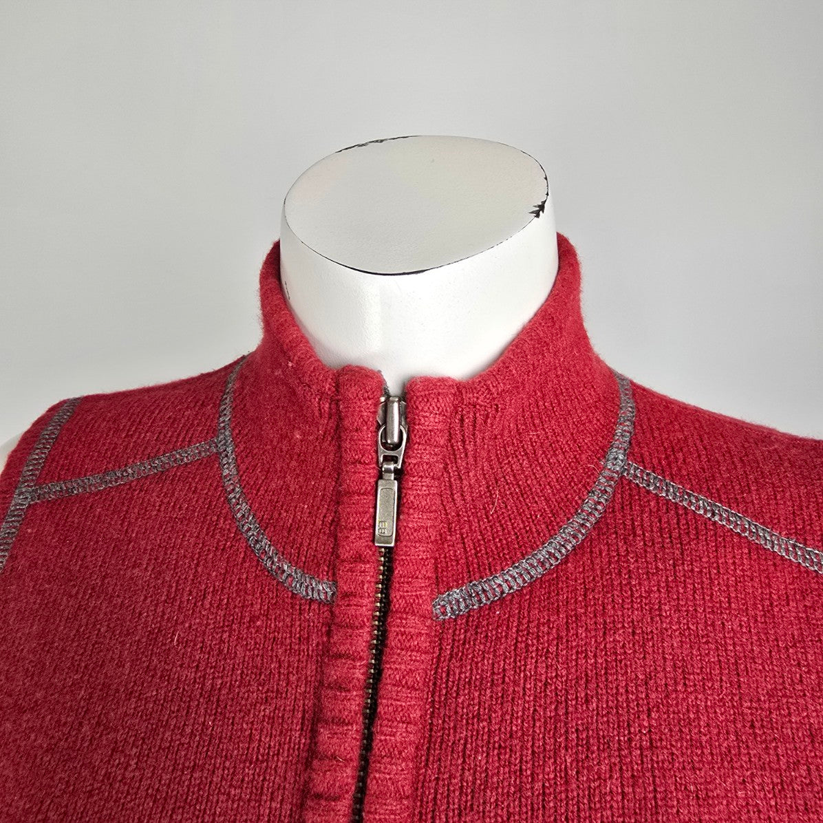 Eddie Bauer Red Cotton & Wool Zip Up Vest Size S
