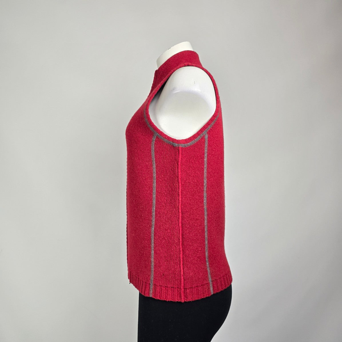 Eddie Bauer Red Cotton & Wool Zip Up Vest Size S