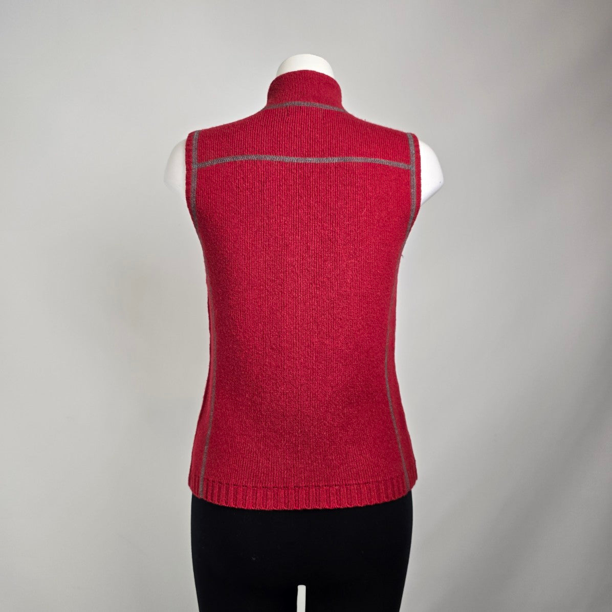 Eddie Bauer Red Cotton & Wool Zip Up Vest Size S