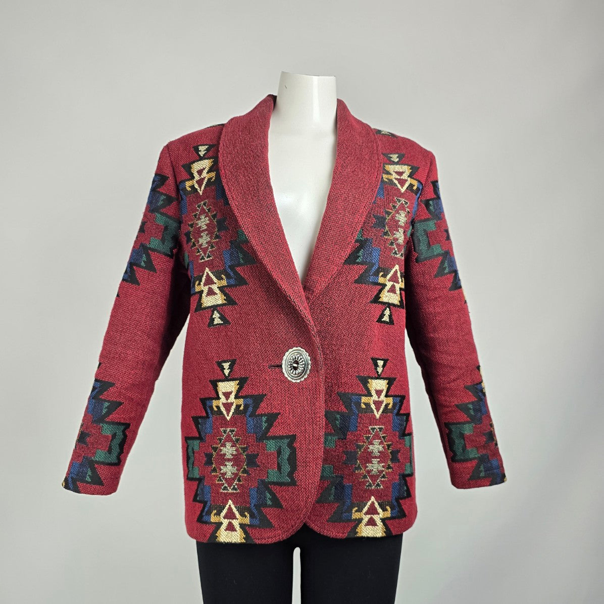 Vintage Carlain Coast Red Aztec Southwest Button Up Jacket Size M