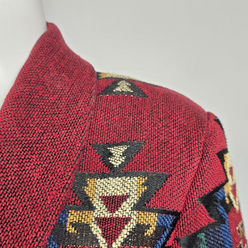 Vintage Carlain Coast Red Aztec Southwest Button Up Jacket Size M