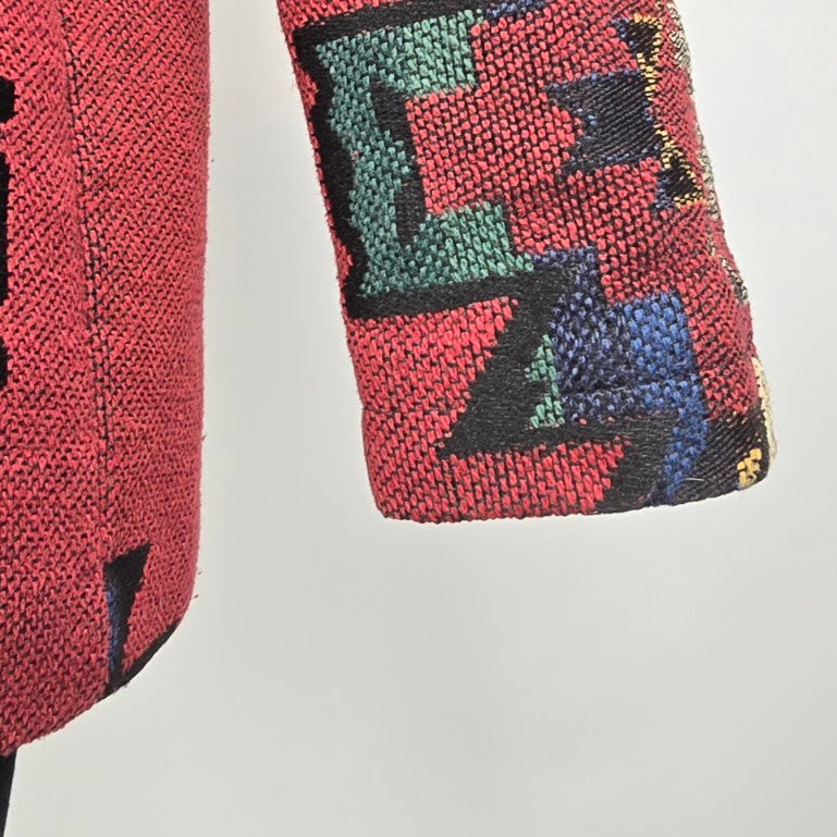 Vintage Carlain Coast Red Aztec Southwest Button Up Jacket Size M