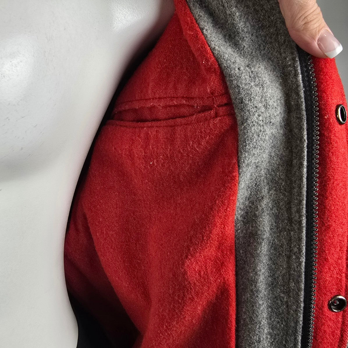 Vintage Utex Grey Wool Bomber Jacket Size M