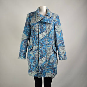 Samuel Dong Blue Abrstact Print Mohair Jacket Size L