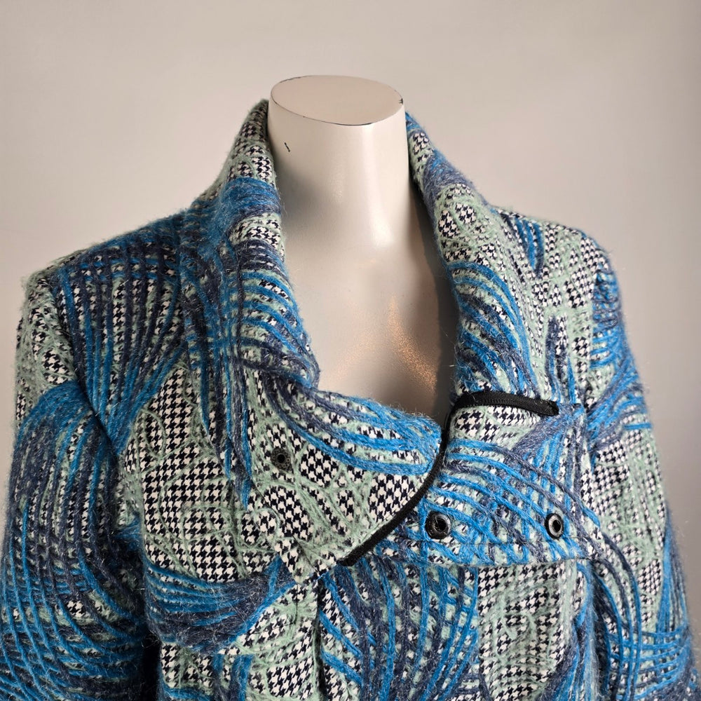 Samuel Dong Blue Abrstact Print Mohair Jacket Size L